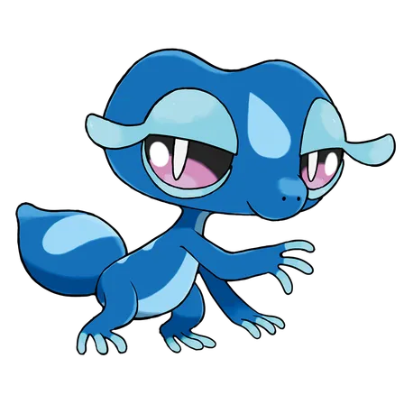 Official Gecqua starter artwork for Pokemon Winds and Waves